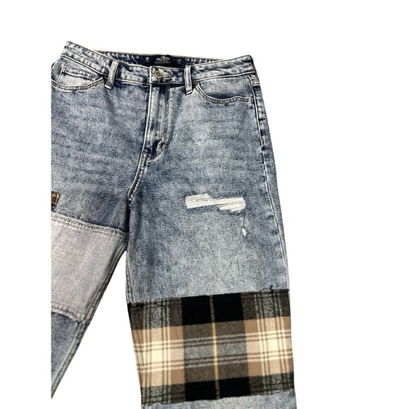 Hollister Ultra-High Rise Mom Jeans Patch Denim VintageStretch Women 5R 27x27 - Picture 3 of 11